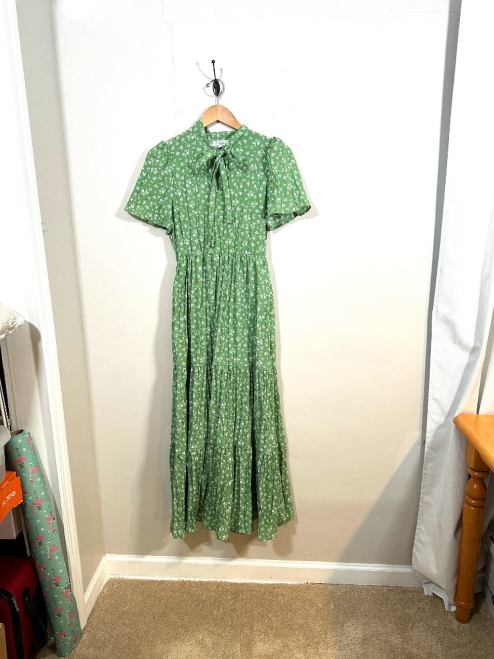 NWOT Polagram Boho Green Floral Maxi Dress Size Small Fairycore Cottagecore - Picture 4 of 11